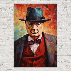 Captivating Winston Churchill Art, Visionary Leader, Print on Gallery-wrapped Artist Canvas, Ready to Hang, Available in Extra Large Sizes