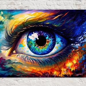 Canvas Print : Neon Stare – Abstract Eye Canvas Wall Art Print
