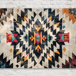 Native American Pattern Canvas Art, Southwestern Tribal Motif | Framed or Unframed, Ready to Hang, Available in Extra Large Sizes