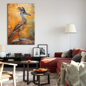 Southwestern Roadrunner, Desert Animal Art, Giclée Print on Gallery-wrapped Artist Canvas, Ready to Hang, Available in Extra Large Sizes image 5