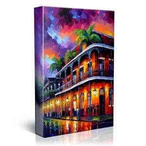 Vibrant and Colorful New Orleans Canvas Wall Art, Bourbon Street ...