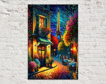 Paris Hell und Bunt, Eiffelturm Paris Malerei, Giclee Leinwanddruck, französisches Design-Wandkunst
