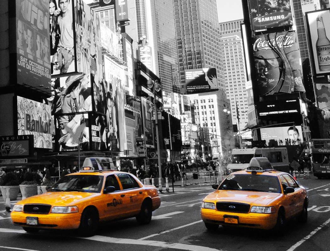 Poster Mural New York City Taxi Liberty - Impression Sur Toile Vintage, Décoration Moderne
