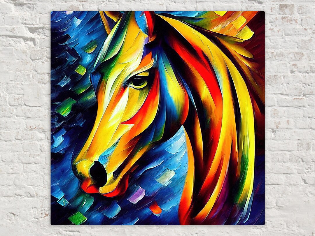 Colorful Horse Canvas Print Oil Painting Reproduction Etsy