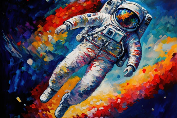 Surreal Art Spaceman Art Astronaut Colorful Art 