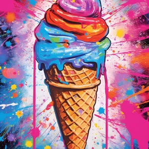 Sweet Treats: Ice Cream Cone Pop Art Wall Art, Giclee Print on Gallery