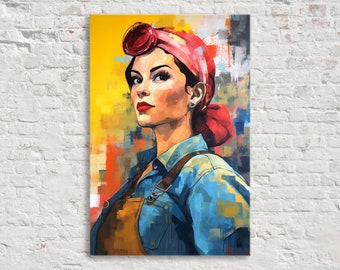 We Can Do It! Rosie the Riveter Wall Art, Inspirational Women's Empowerment, Giclee Print on Artist Canvas, Available in Extra Large Sizes