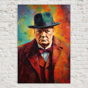 Winston Churchill Painting, Symbol of Courage, Giclee Print on Gallery-wrapped Artist Canvas, Ready to Hang, Available in Extra Large Sizes