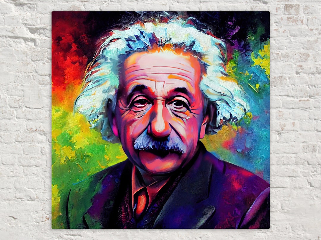Einstein Canvas Print, Oil Painting Reproduction, Vibrant Colorful Art