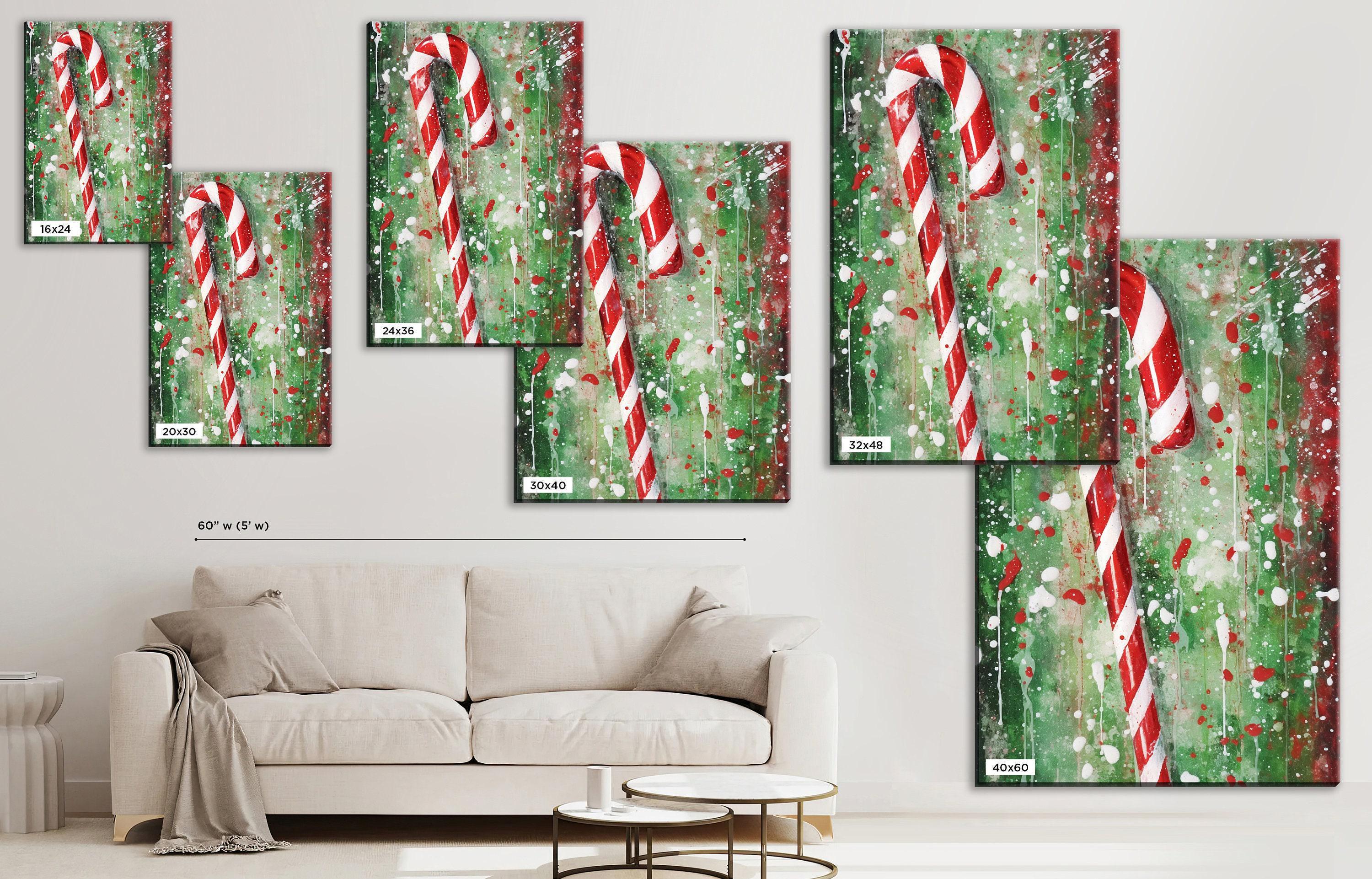 Sweet Candy Cane - Christmas Wall Art, Peppermint Candy Art, Giclee