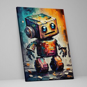 Baby Robot Art, Cute Kids Robot Painting Print, Children's Art image 7