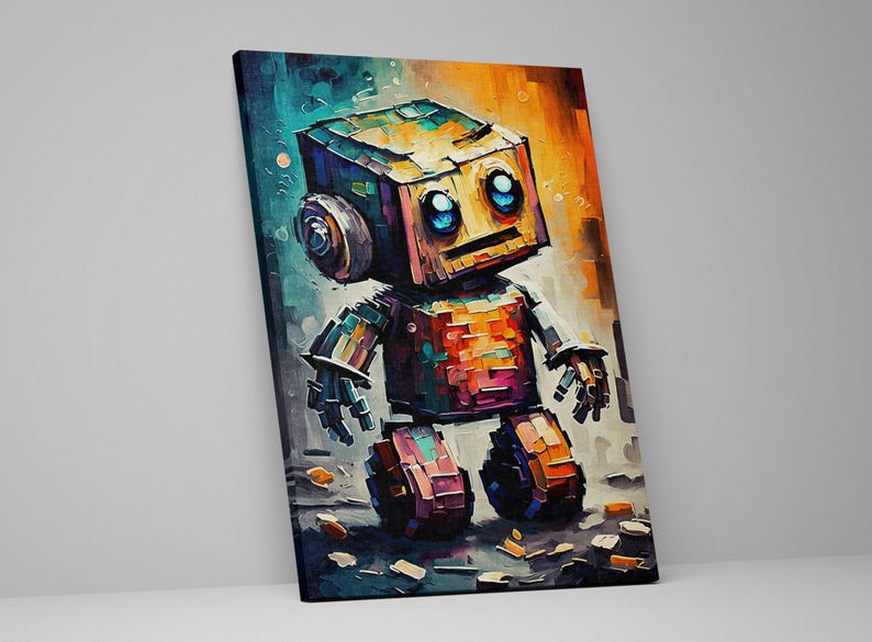 Baby Robot Art, Cute Kids Robot Painting Print, Children's Art image 7