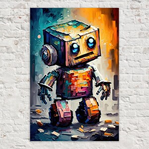 Baby Robot Art, Cute Kids Robot Painting Print, Children's Art image 1
