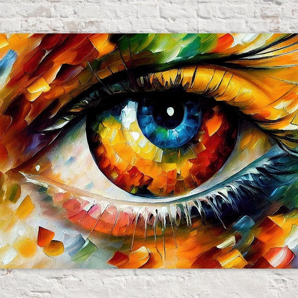 Eye Canvas Print, Oil Painting Reproduction, Vibrant Colorful Art