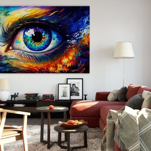 Canvas Print : Neon Stare – Abstract Eye Canvas Wall Art Print main image 1