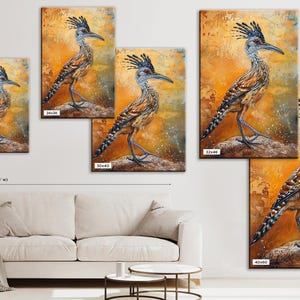 Southwestern Roadrunner, Desert Animal Art, Giclée Print on Gallery-wrapped Artist Canvas, Ready to Hang, Available in Extra Large Sizes image 9