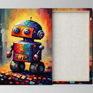 Cute Little Robot Canvas, Kids Room Robot Art, Painting Print, Children's Art image 6