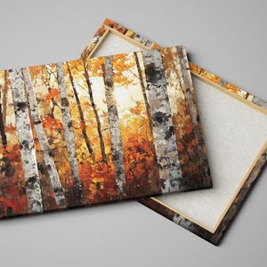 Autumn Birch Tree Wall Art Canvas Print, Cozy Fall Decor , Framed or ...