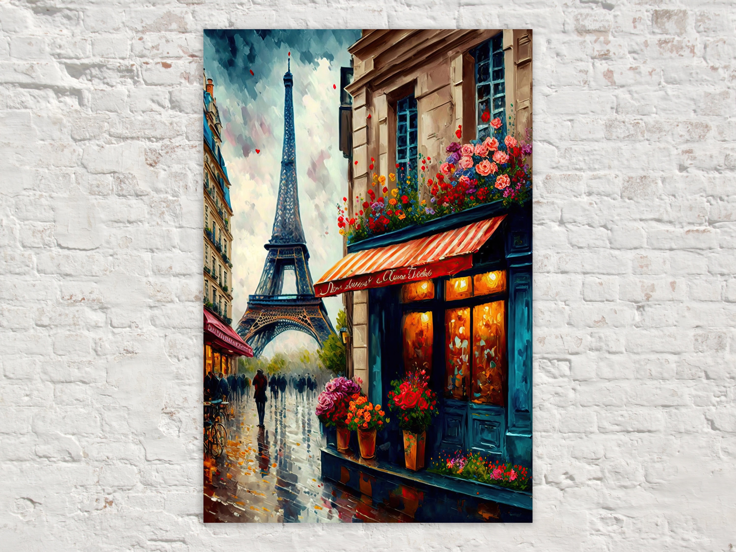 Moslion Paris Tapestry Vintage Painting France Street Cafe European  Building French Shops Wall Hanging Tapestries One Side Decorative Home Art
