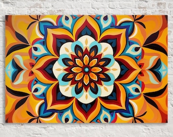 Boho Style Pattern Wall Art Painting, Giclée Print on Gallery-wrapped Artist Canvas, Ready to Hang, Available in Extra Large Sizes