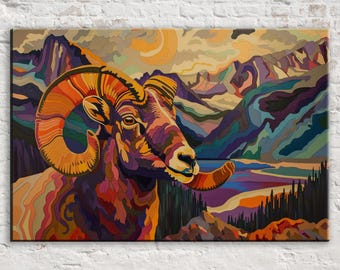 Iconic Bighorn Sheep Canyon Sunset Print, Giclee Print on Gallery-wrapped Artist Canvas, Ready to Hang, Available in Extra Large Sizes