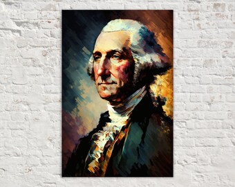 George Washington Canvas Wall Art, President Painting, Patriotic Home Decor, Large Canvas Giclee Print
