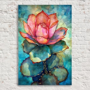 Authentic Mexican Cactus Bloom Watercolor Canvas Wall Art, Southwest Decor, Gallery-wrapped Artist Canvas, Available in Extra Large Sizes