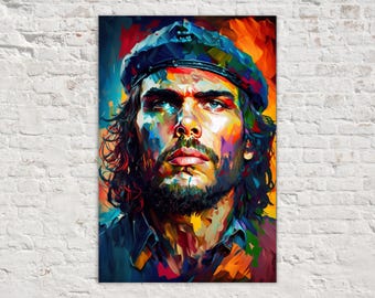 Che Guevara Portrait, Political Wall Decor, Giclee Print on Gallery-wrapped Artist Canvas, Ready to Hang, Available in Extra Large Sizes