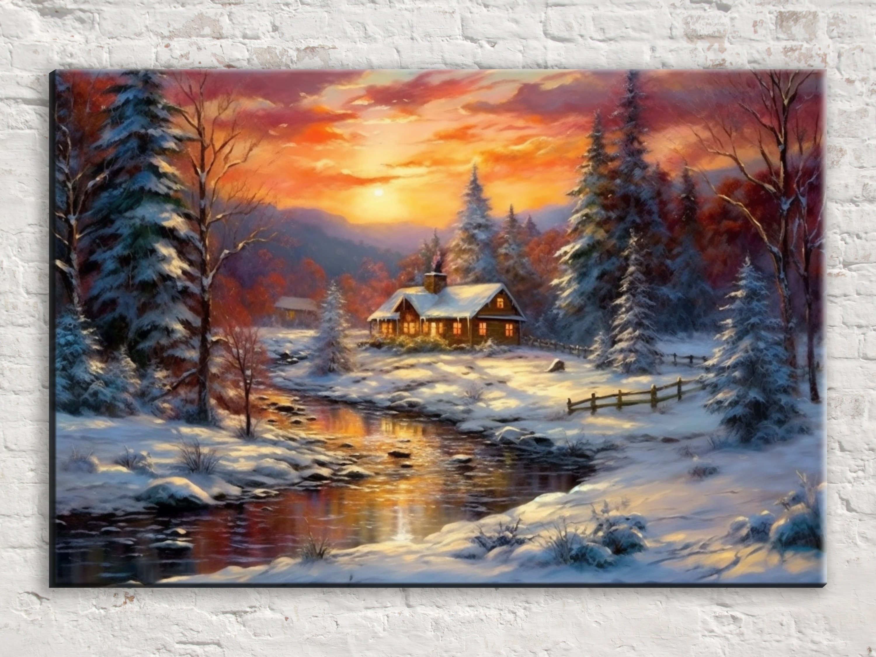 Thomas Kinkade Tapestry and matching sales pillow, 67
