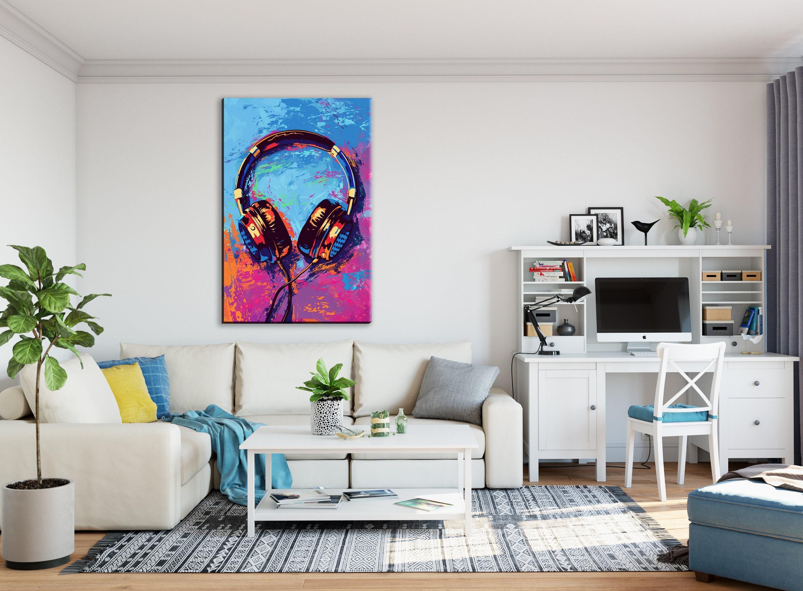 Headphones Colorful Pop Art, Music Lovers Gift, Giclée Print on