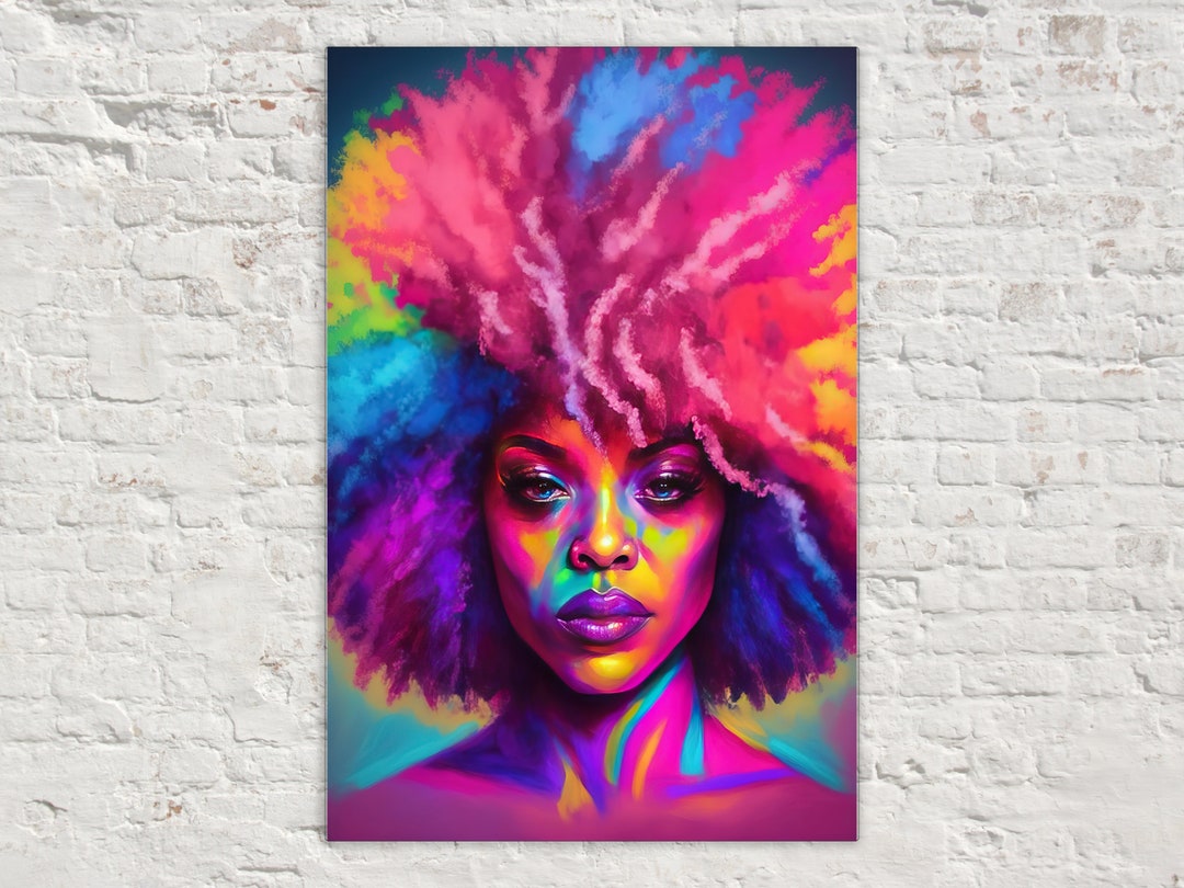 Black Female Art Print, African-american Colorful Canvas Art, Vibrant ...