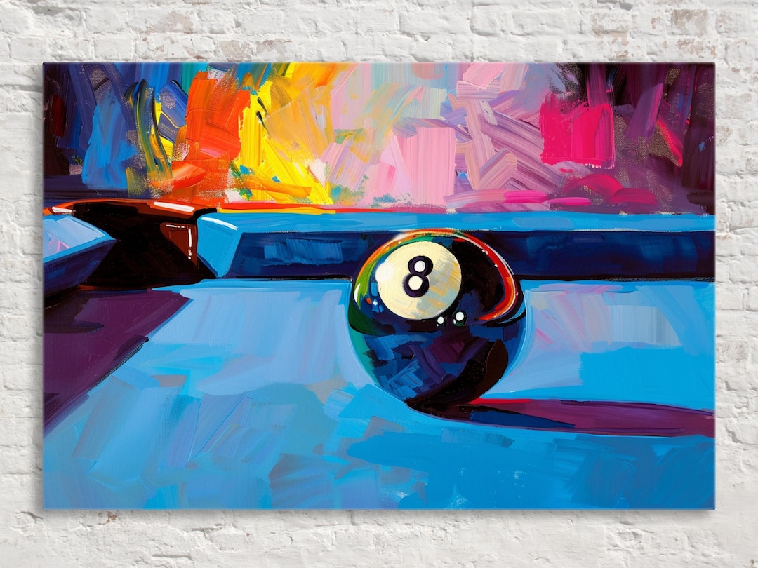 8 Ball Painting, Billiards Lovers Canvas, Game Room Mancave, Gallery ...