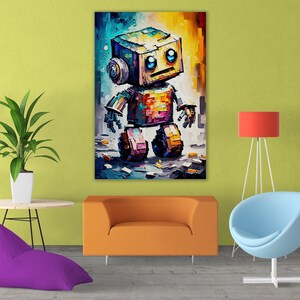 Baby Robot Art, Cute Kids Robot Painting Print, Children's Art image 4