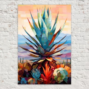 Agave Desert Scene Canvas, Modern Southwest Print, Large Desert Landscape, Giclee Canvas Art Print