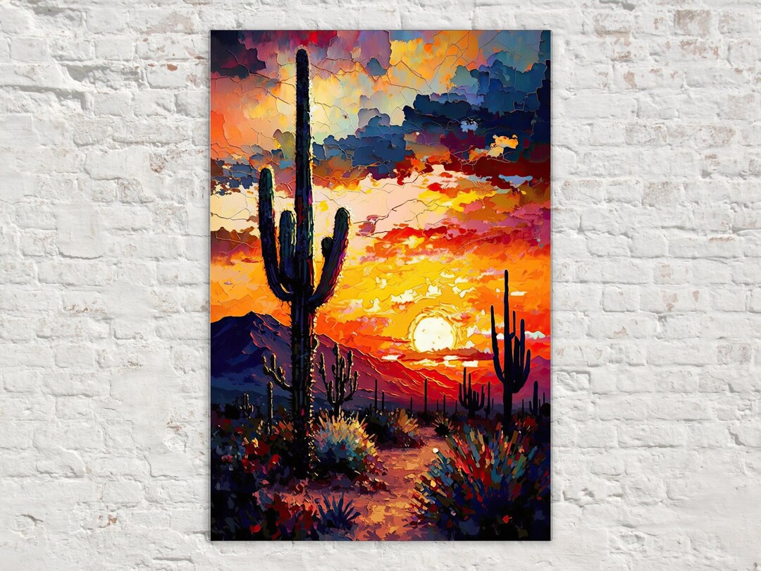 Saguaro Sunset Canvas, Southwest Wall Art Canvas Print, Arizona Desert ...