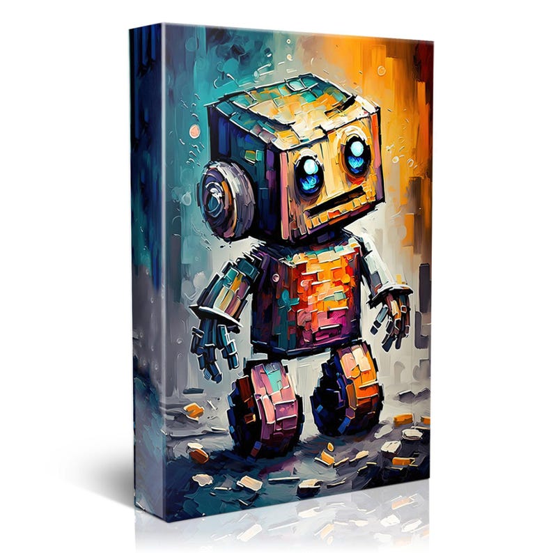 Baby Robot Art, Cute Kids Robot Painting Print, Children's Art image 3