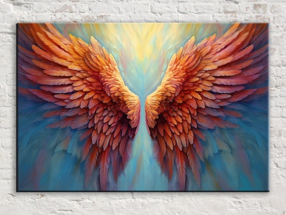 Angel Wings Canvas, Serene Art Print, Large Canvas Wall Art