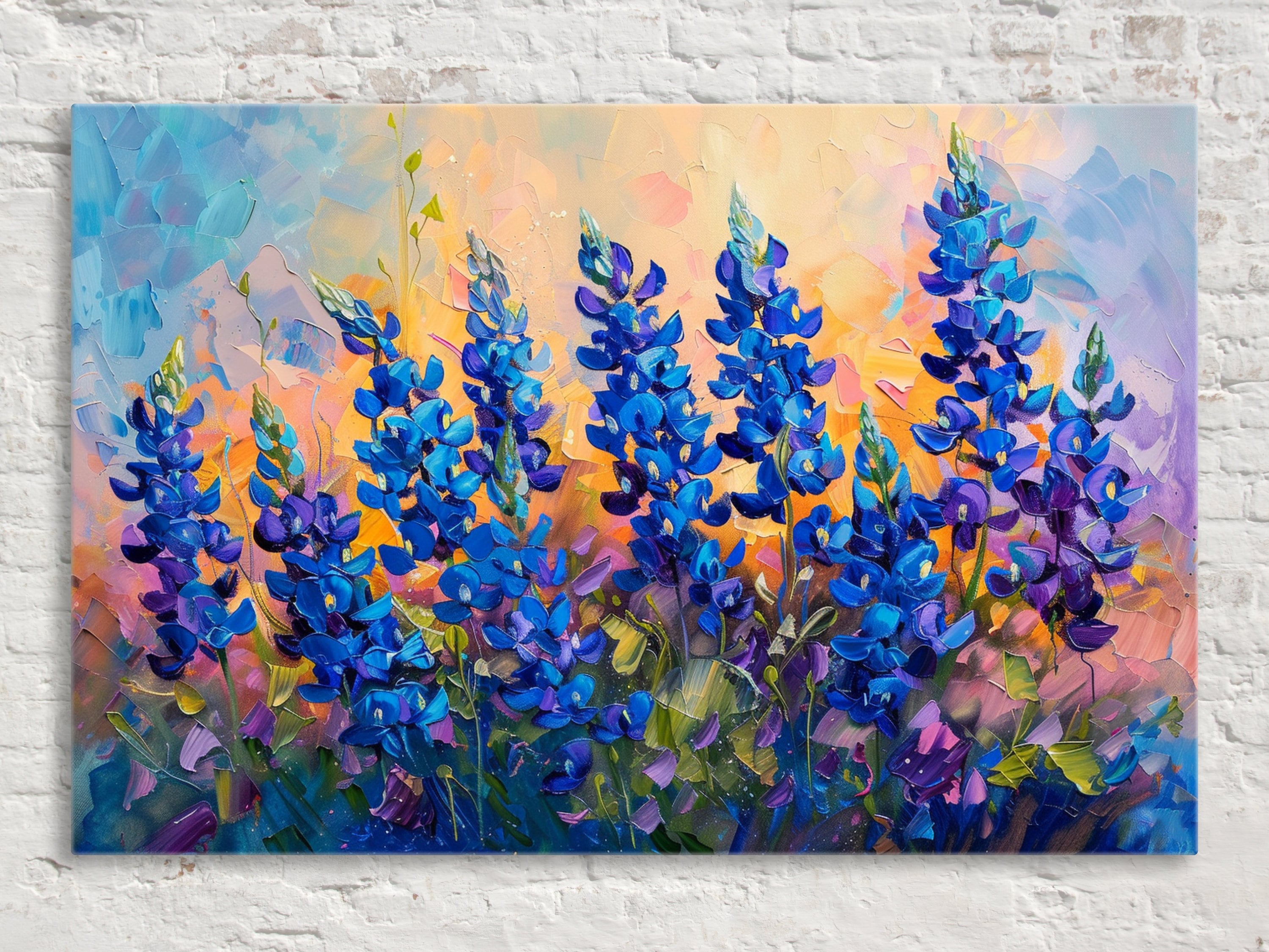 Hill Country Harmony: Bluebonnet Meadow Art, Giclee Print on Gallery-wrapped Artist Canvas, Ready to Hang, Available in Extra Large Sizes