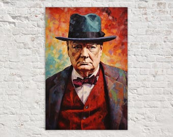 Captivating Winston Churchill Art, Visionary Leader, Print on Gallery-wrapped Artist Canvas, Ready to Hang, Available in Extra Large Sizes