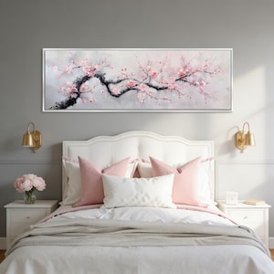 Panoramic Japanese Cherry Blossom Tree Canvas, Framed Unframed, Long Horizontal Gallery-wrapped Giclée, Ready to Hang, Extra Large Wall Art