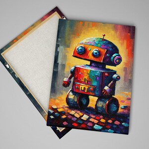 Cute Little Robot Canvas, Kids Room Robot Art, Painting Print, Children's Art image 5