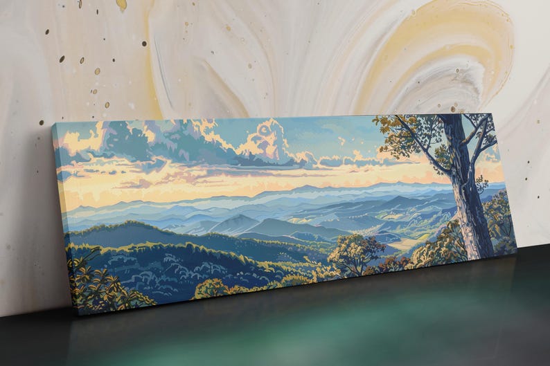 Blue Ridge Canvas Majestic Blue Ridge Mountain National Park Panoramic Canvas, Framed or ...