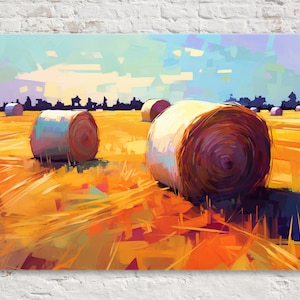 Harvest Glow: Farm Field Wall Art, Giclee Print on Gallery-wrapped Artist Canvas, Ready to Hang, Available in Extra Large Sizes