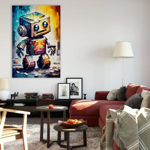 Baby Robot Art, Cute Kids Robot Painting Print, Children's Art image 5