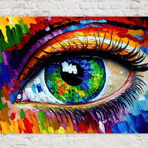 Colorful Eye Canvas, Abstract Eye Painting Print, Vibrant Colorful Art