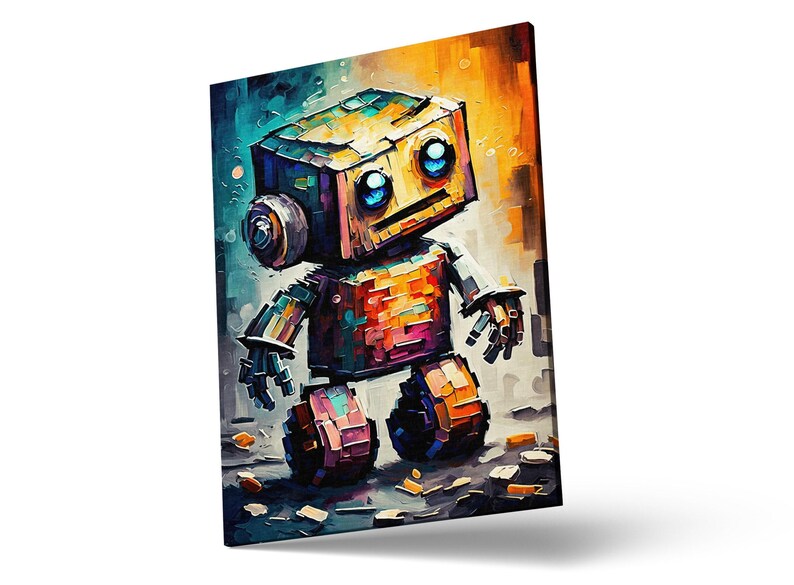 Baby Robot Art, Cute Kids Robot Painting Print, Children's Art image 8