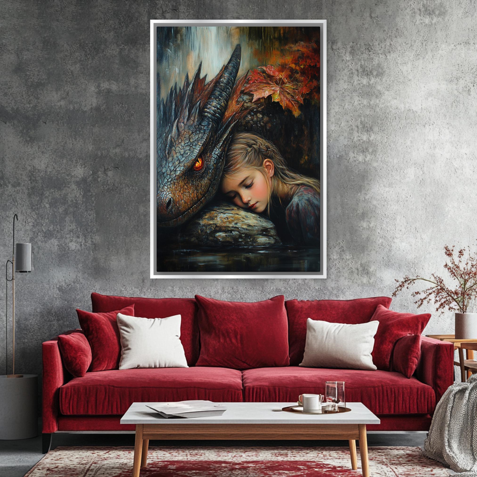 Fantasy Art of a Girl and Her Dragon Canvas Print, Framed or Unframed ...