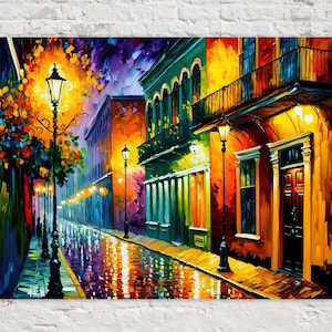 New Orleans French Quarter Art, New Orleans Bourbon Street Painting , Impressionist Painting, NOLA Street Scene Canvas