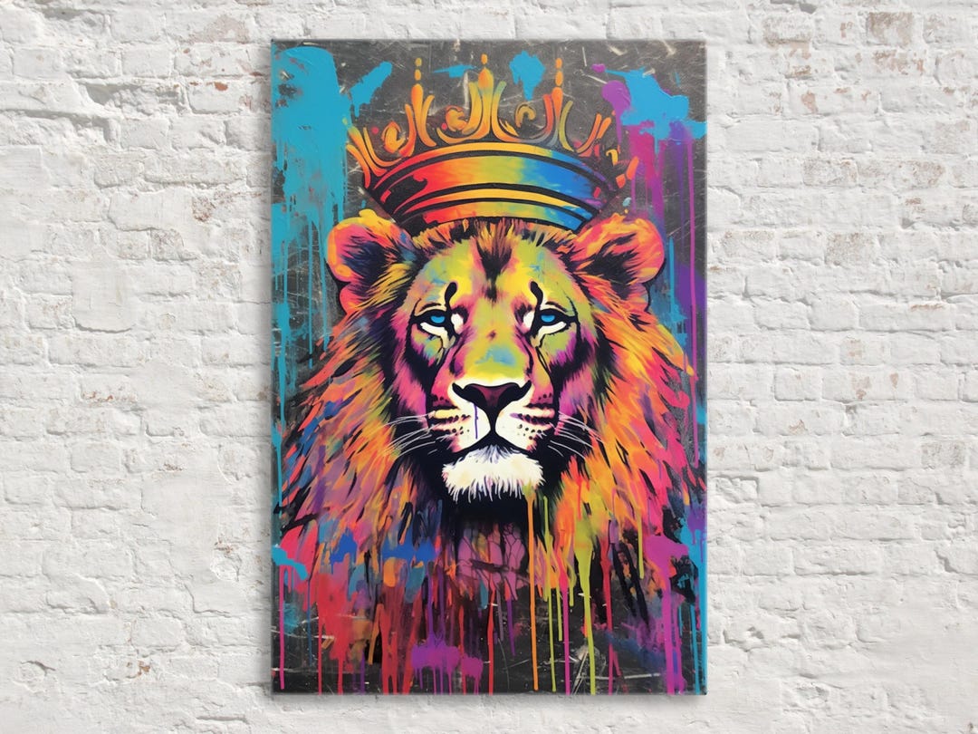 Majestic Lion King Canvas, Spraypaint Graffiti Street Art, Giclee Print ...