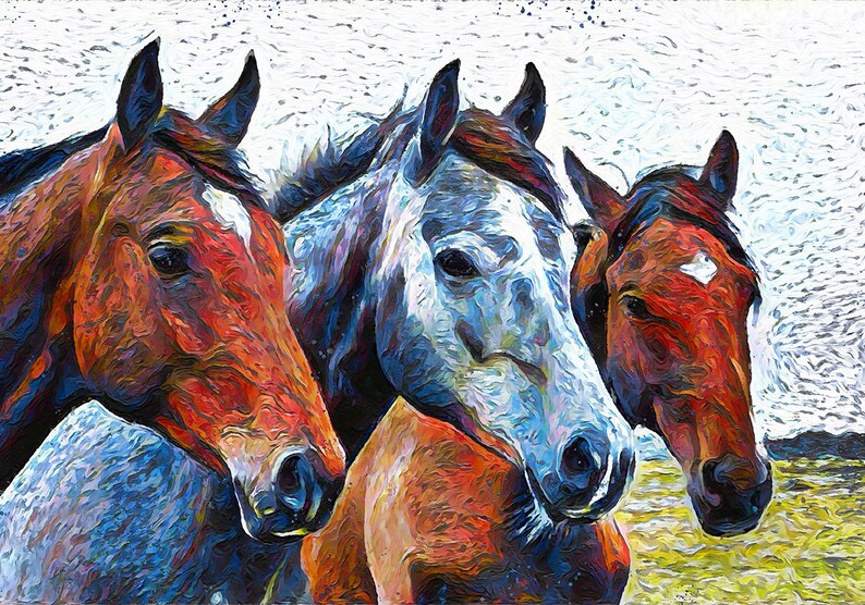 Horses Art Equestrian Print Southwest Art Animal Wall Art Etsy